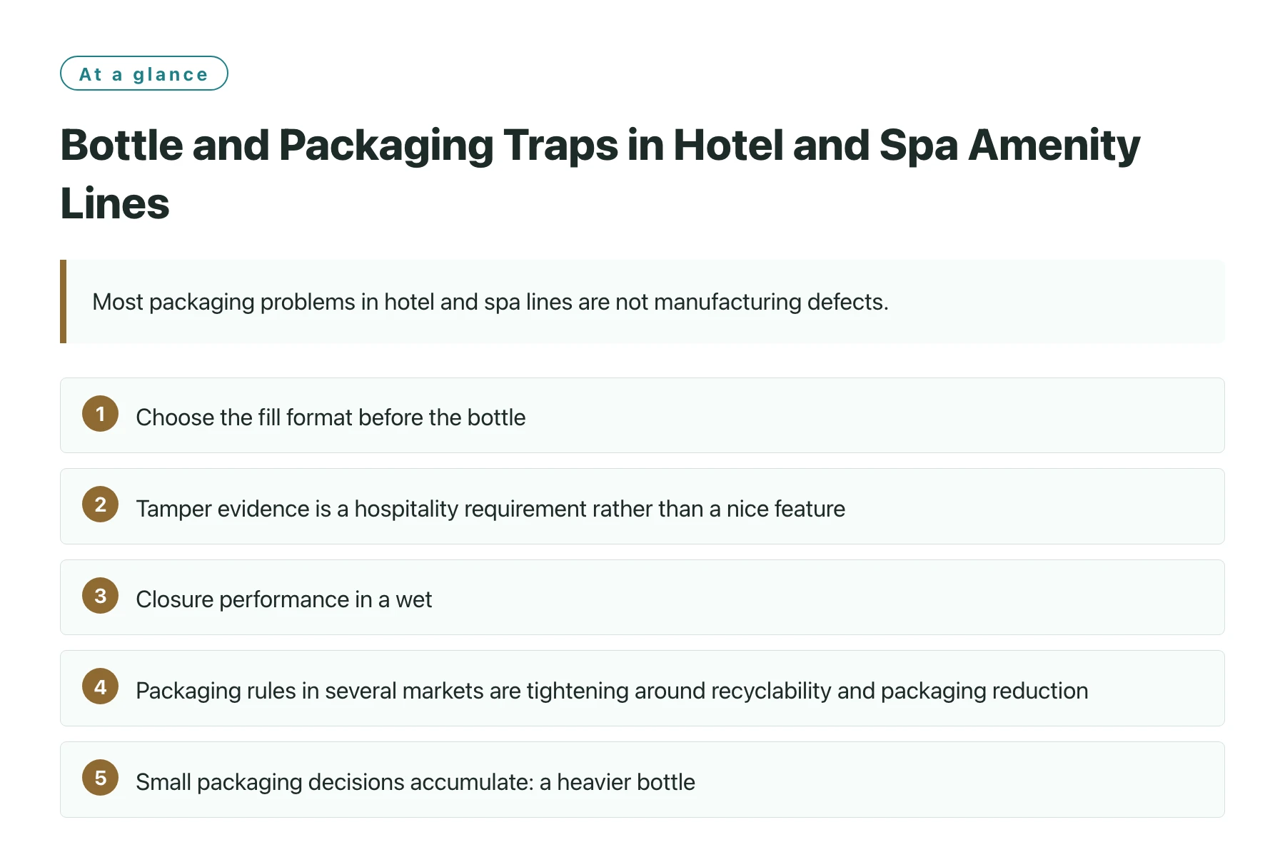 Bottle and Packaging Traps in Hotel and Spa Amenity Lines——全文要点速览